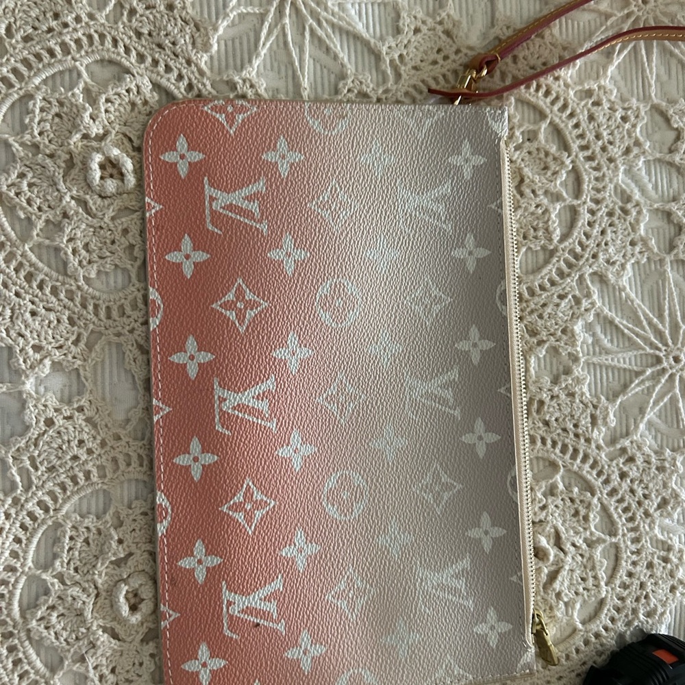 Designer-Inspired Pink Gradient Monogram Wristlet Pouch